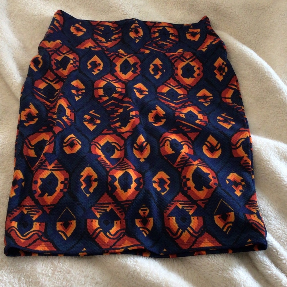 LuLaRoe Vibrant Orange and Navy Pencil Skirt